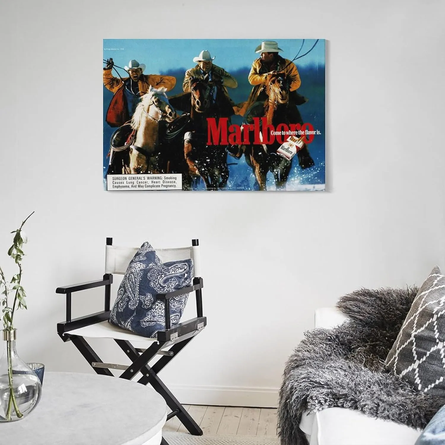 KJJLNRQ Marlboro Western Cowboy Canvas Art - Cowboy Poster, Wall Art for Living Room, Bedroom, Office - 08x12inch (20x30cm), Frame-style