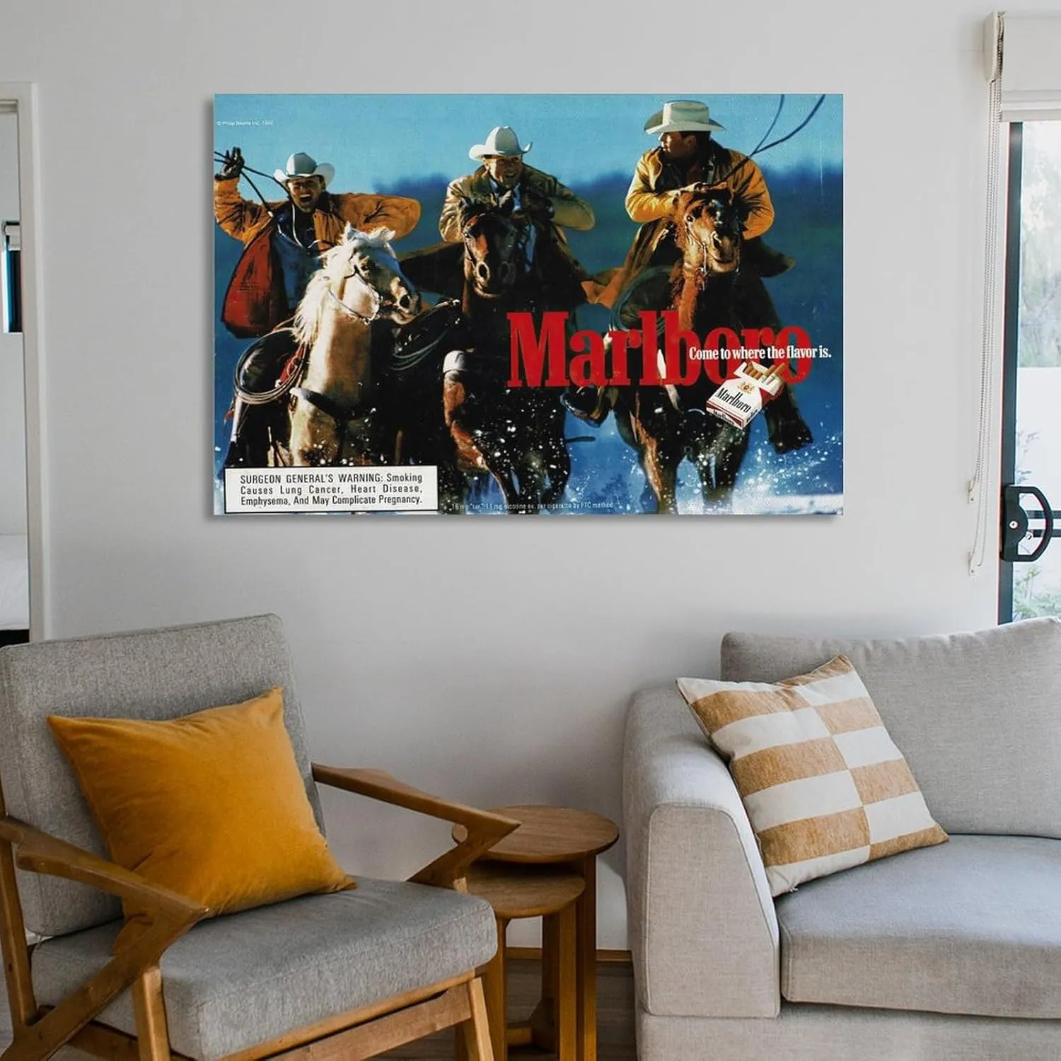 KJJLNRQ Marlboro Western Cowboy Canvas Art - Cowboy Poster, Wall Art for Living Room, Bedroom, Office - 08x12inch (20x30cm), Frame-style