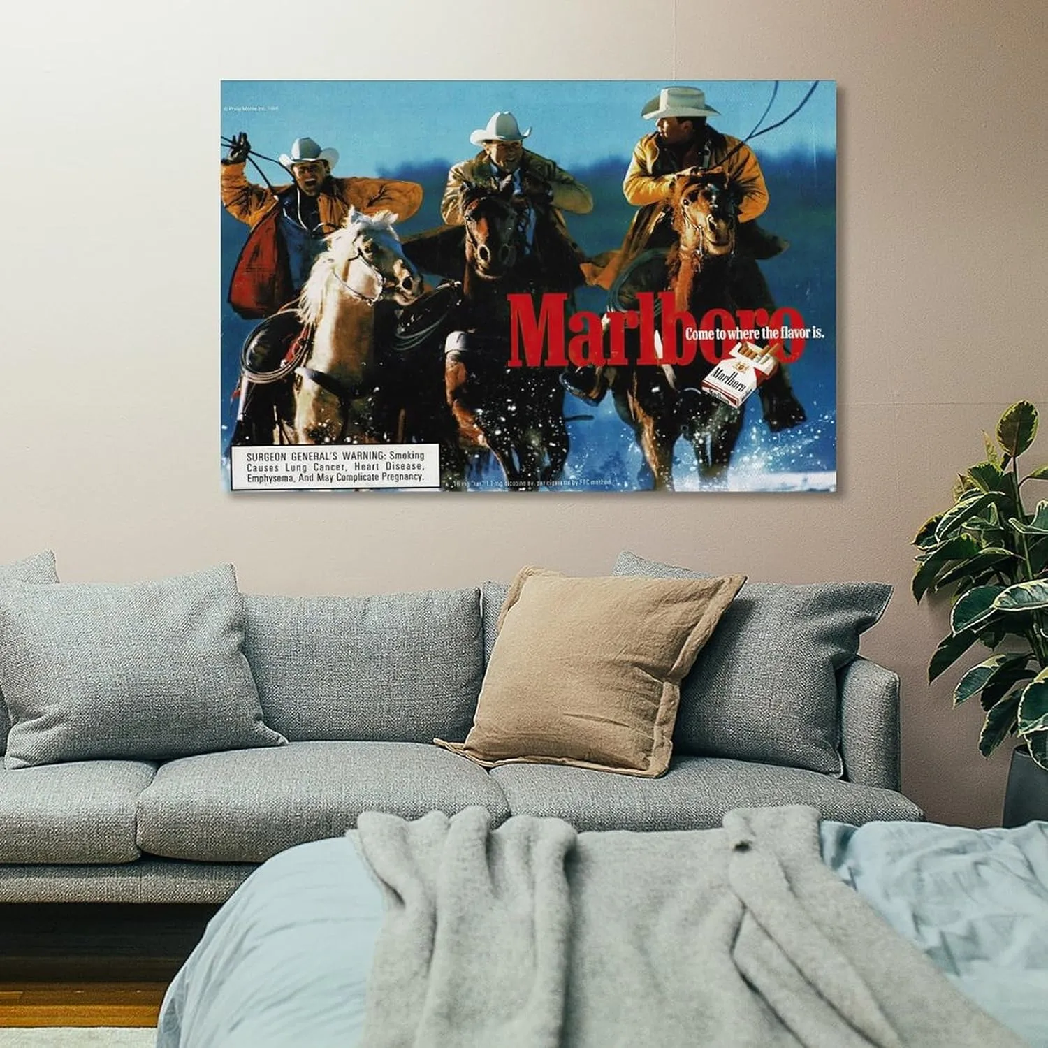 KJJLNRQ Marlboro Western Cowboy Canvas Art - Cowboy Poster, Wall Art for Living Room, Bedroom, Office - 08x12inch (20x30cm), Frame-style
