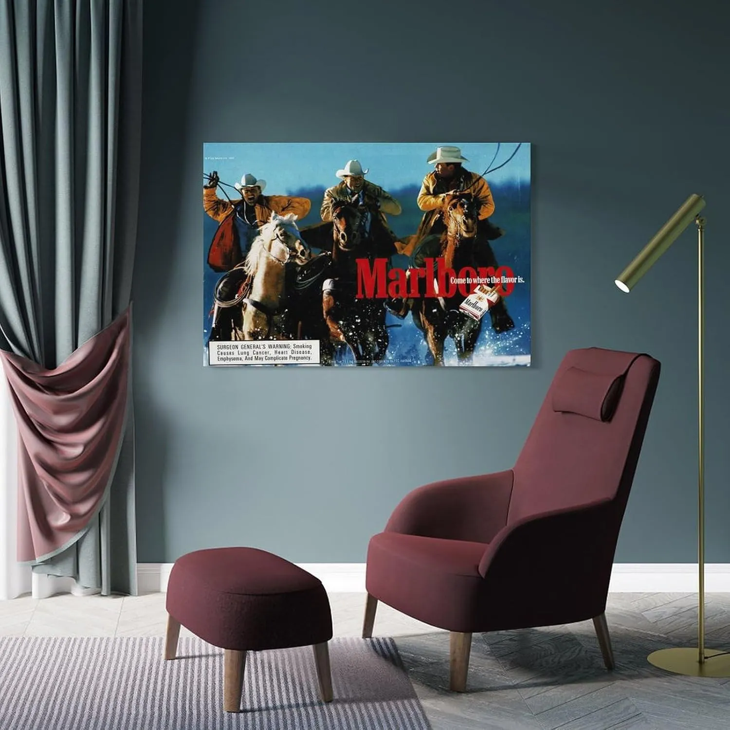 KJJLNRQ Marlboro Western Cowboy Canvas Art - Cowboy Poster, Wall Art for Living Room, Bedroom, Office - 08x12inch (20x30cm), Frame-style