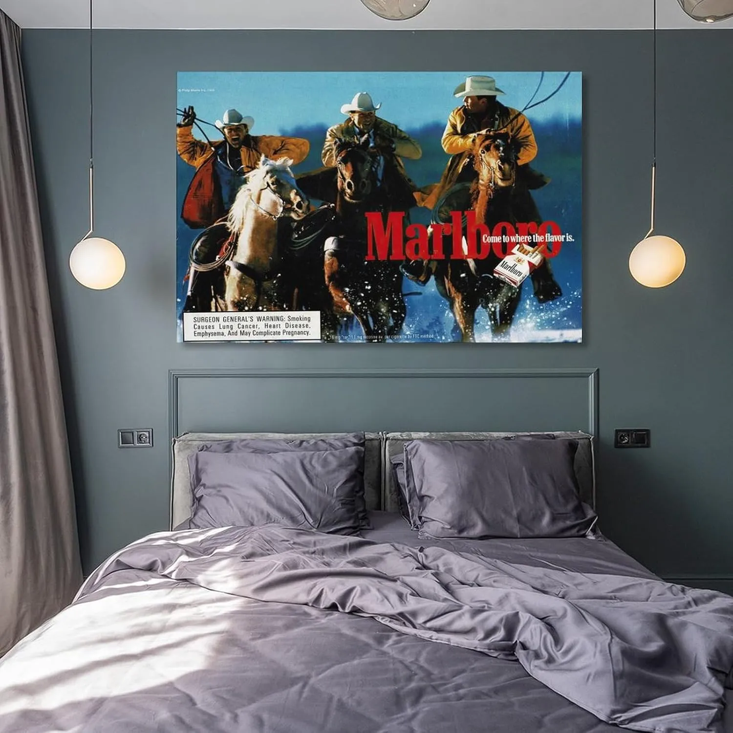 KJJLNRQ Marlboro Western Cowboy Canvas Art - Cowboy Poster, Wall Art for Living Room, Bedroom, Office - 08x12inch (20x30cm), Frame-style