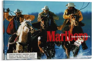 KJJLNRQ Marlboro Western Cowboy Canvas Art - Cowboy Poster, Wall Art for Living Room, Bedroom, Office - 08x12inch (20x30cm), Frame-style