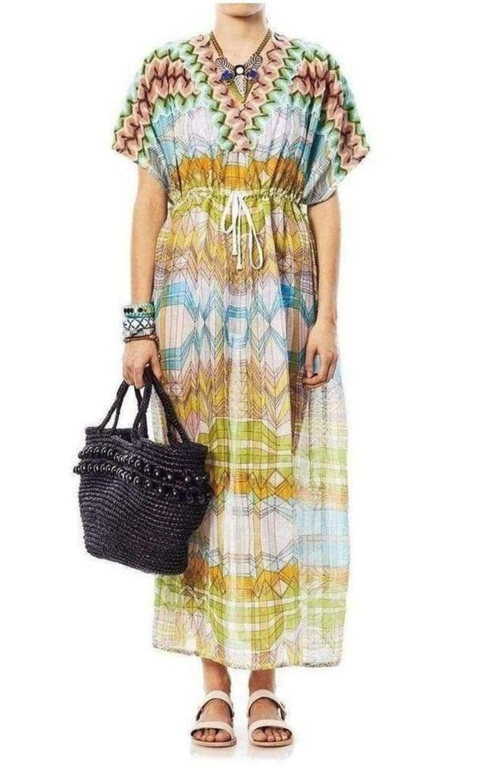 Knitwear Stampa Geometric Print Kaftan