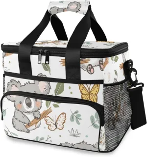 Koala Forest Animal Butterfly Cooler Bag Insulated Cooler Soft Sided Cooler 24 Can Portable Picnic Bag Large Leakproof Lunch Bag Box for Beach Grocery Camping Travel Car Men Women