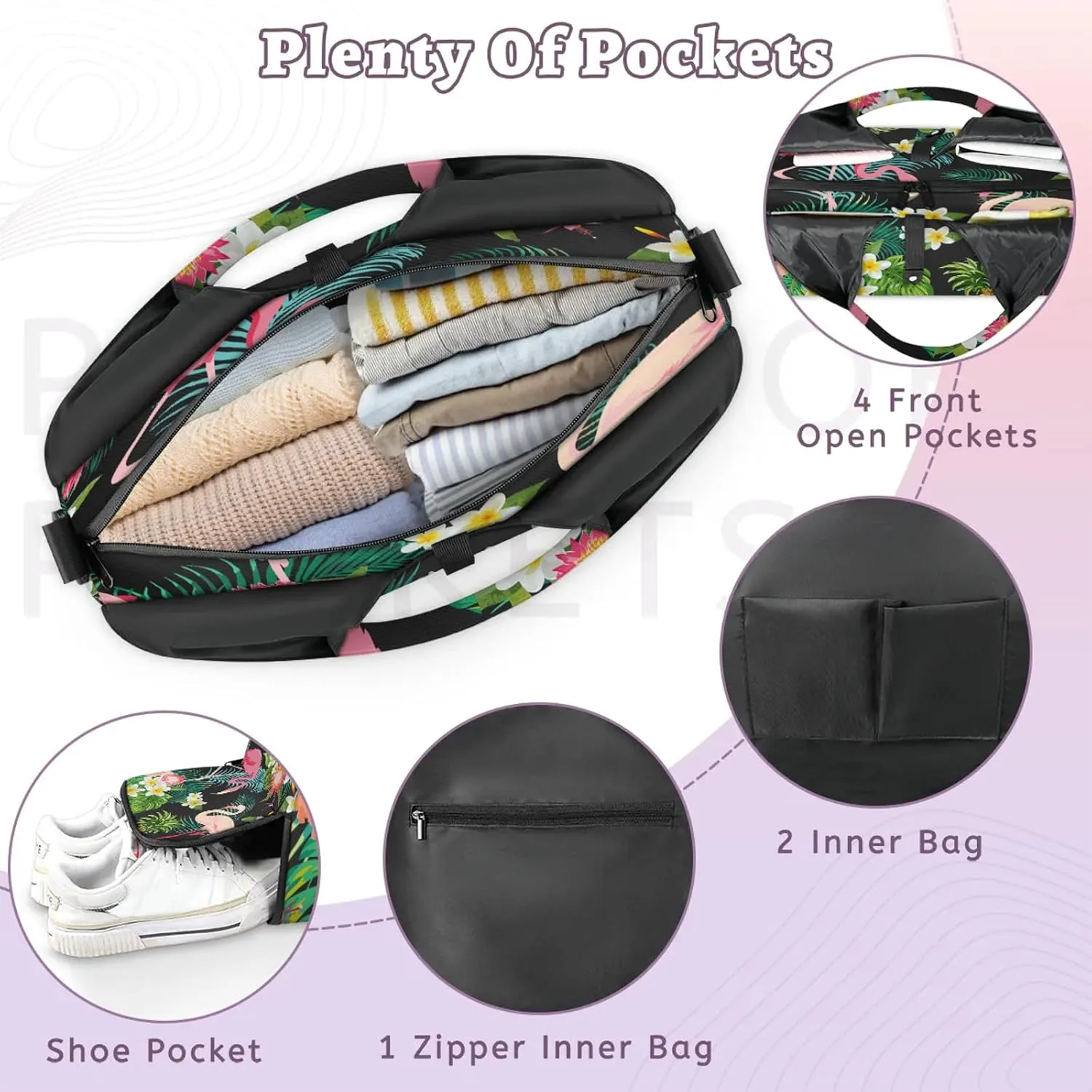 KOBLEN Yoga Gym Bags for Women Duffel Bag with Shoe Compartment and Yoga Mat Portable Weekender Bags for Pilates Travel Offices Workout Beach