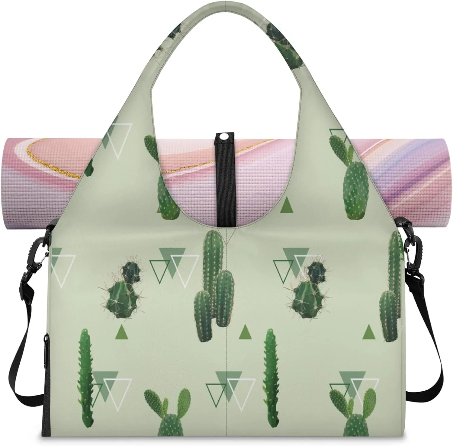 KOBLEN Yoga Gym Bags for Women Duffel Bag with Shoe Compartment and Yoga Mat Portable Weekender Bags for Pilates Travel Offices Workout Beach