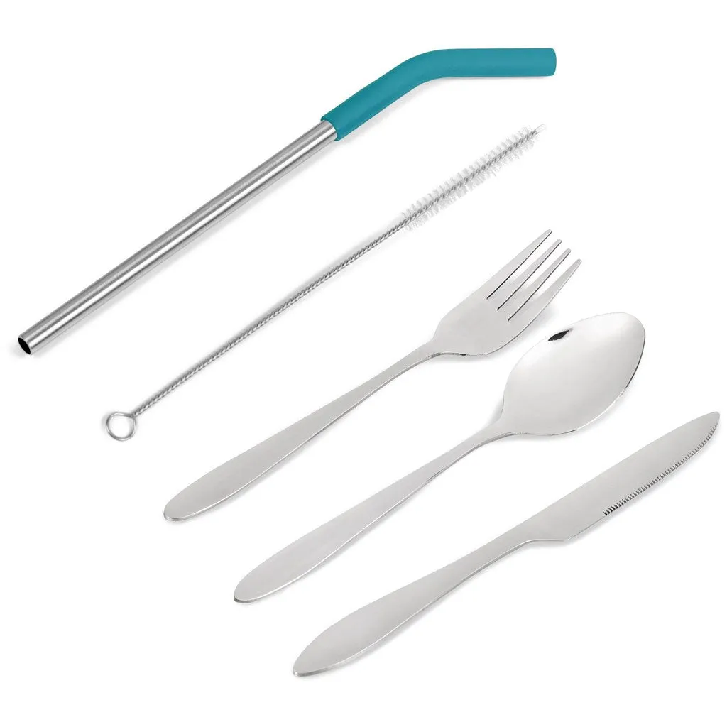 Kooshty Safari Cutlery & Straw Set - Turquoise
