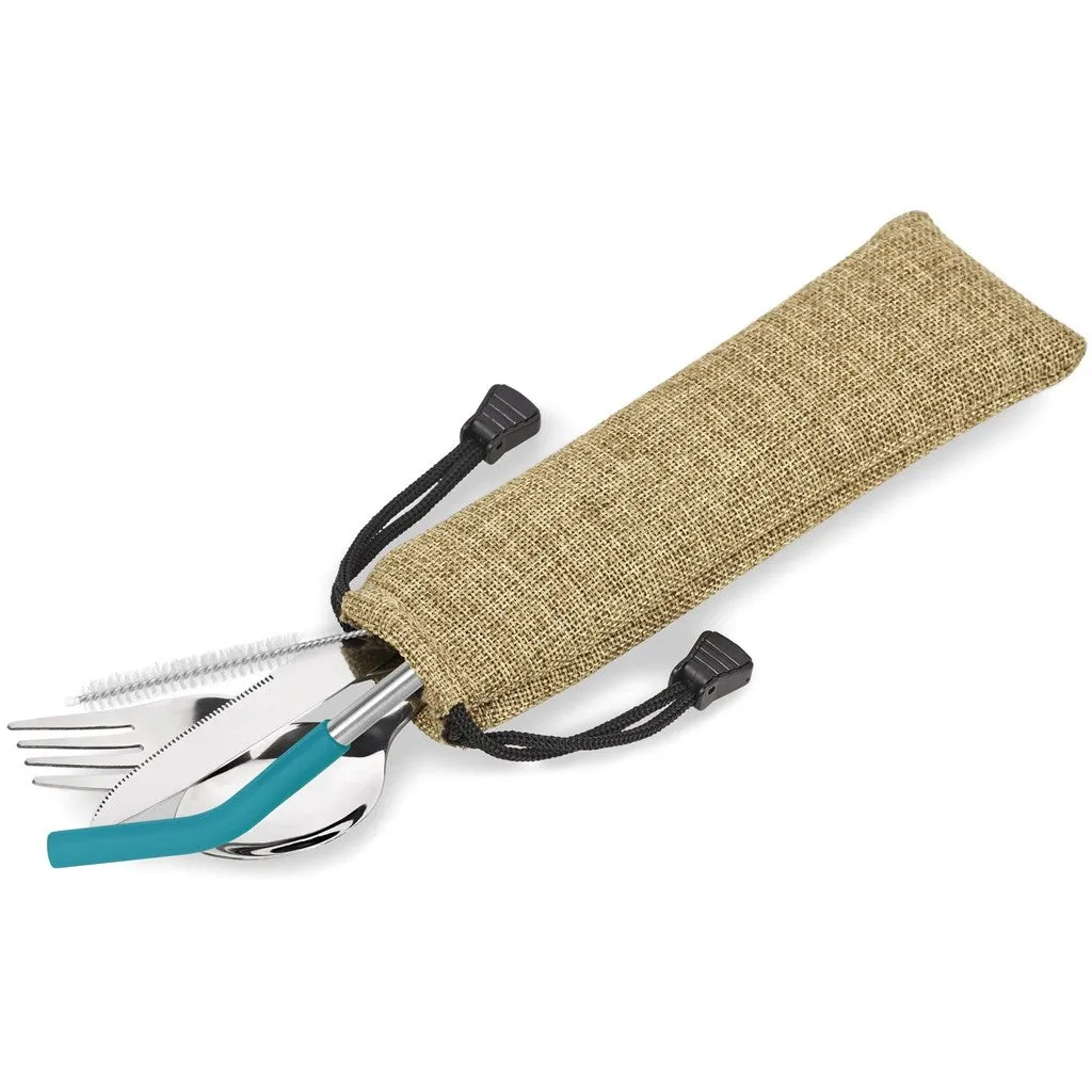 Kooshty Safari Cutlery & Straw Set - Turquoise