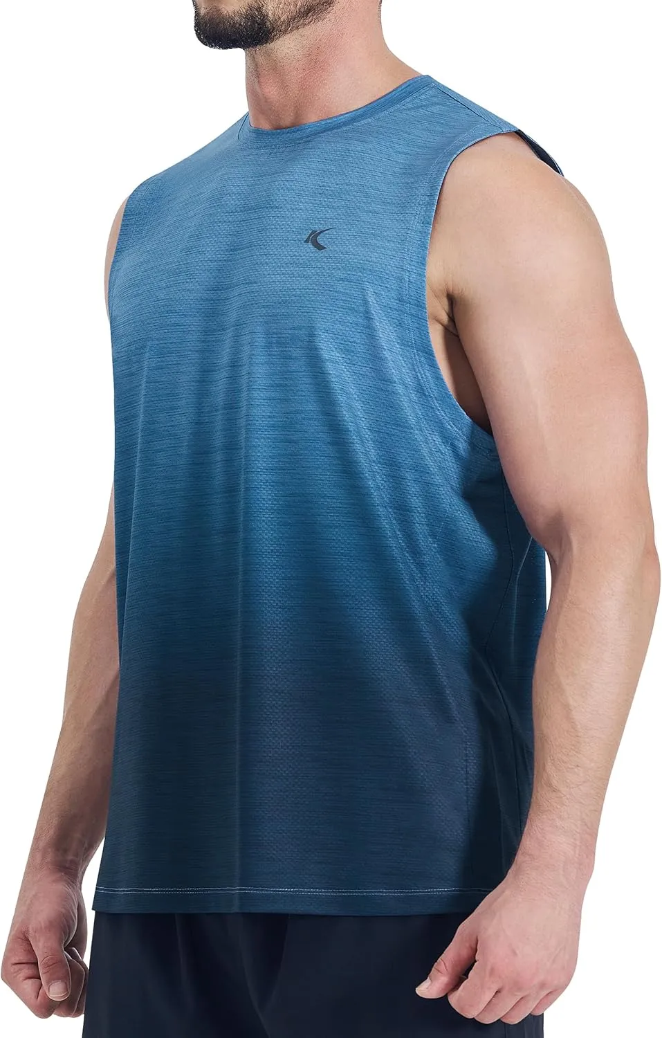 KPSUN Men's Quick Dry Workout Tank Tops Sleeveless Gym Muscle Shirts Fitness Running Athletic Swim Shirt with Side Pocket