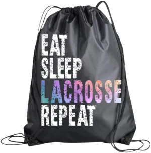 Lacrosse Drawstring Bag, Eat Sleep Lacrosse Repeat Backpack, Lacrosse Player Gift, Sport Pack Cinch Sack, Girls Lacrosse Accessories, Lax Gift for Girls