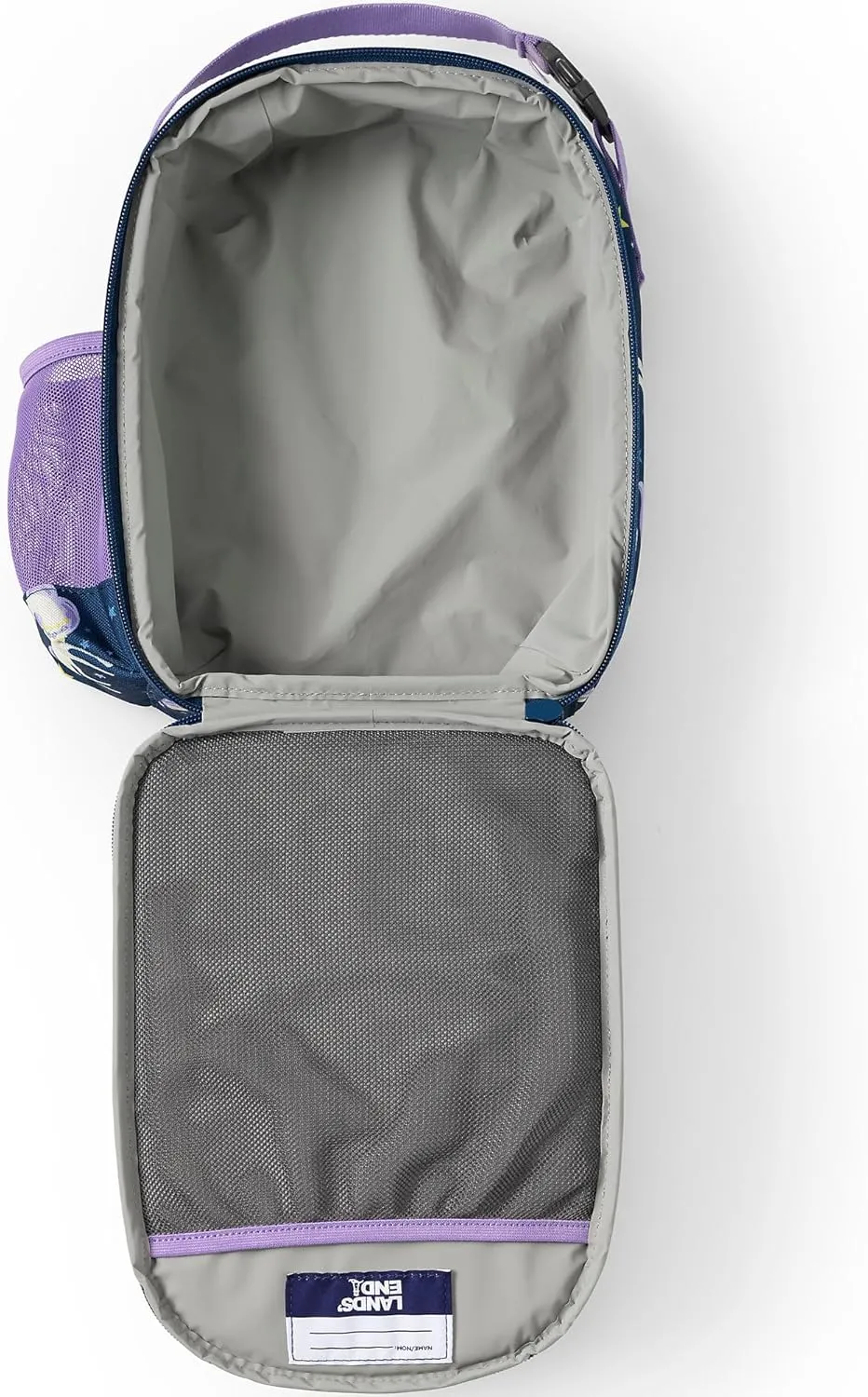 Lands' End Kids' Soft Sided Lunch Box Blue/ivory Unicorn Stars 11" x 8" x 3"