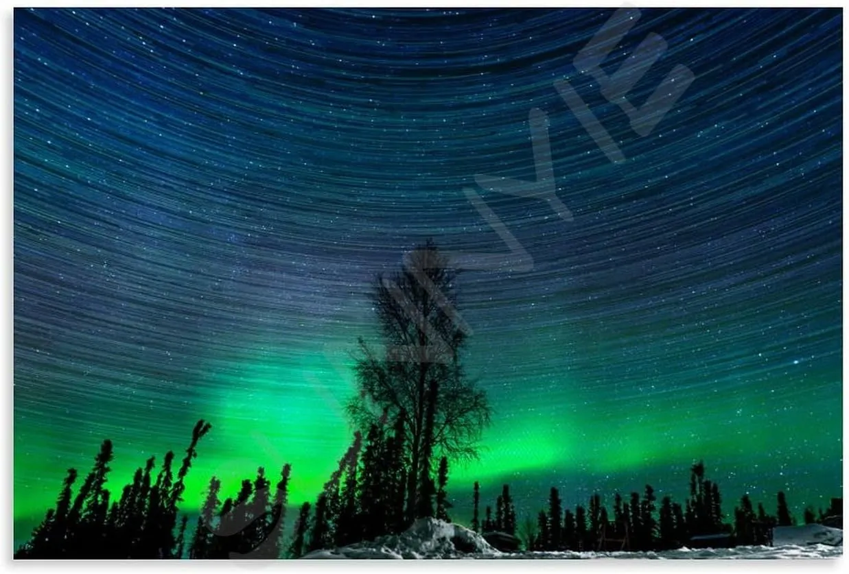 Landscape Aurora1 in Alaska Scenic Spots Poster (1) Canvas for Bedroom Living Room Decor 18x12inch(45x30cm) Unframe-style