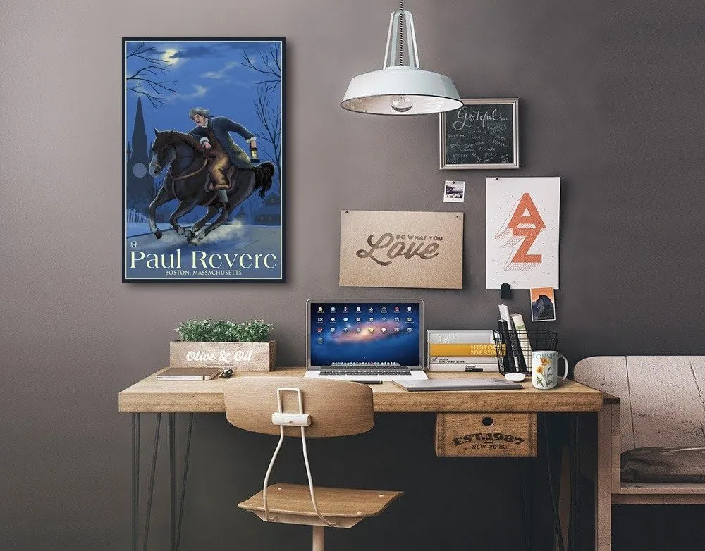Lantern Press Paul Revere at Night, (24x36 Wrapped Canvas, Wall Decor, Artwork)