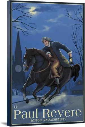 Lantern Press Paul Revere at Night, (24x36 Wrapped Canvas, Wall Decor, Artwork)