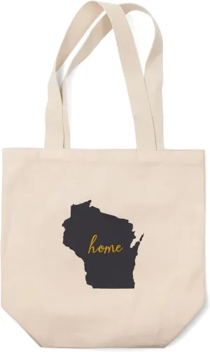 Lantern Press Wisconsin, Home State, White (100% Cotton Canvas Reusable Tote Bag)