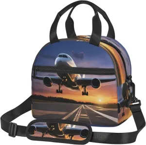 Large Capacity Lunchbag for Women Men Crossbody Lunch Tote Bags Reusable Insulated Cooler Bag Lunch Box Bag for Work Picnic Travel Camping - airport, Black