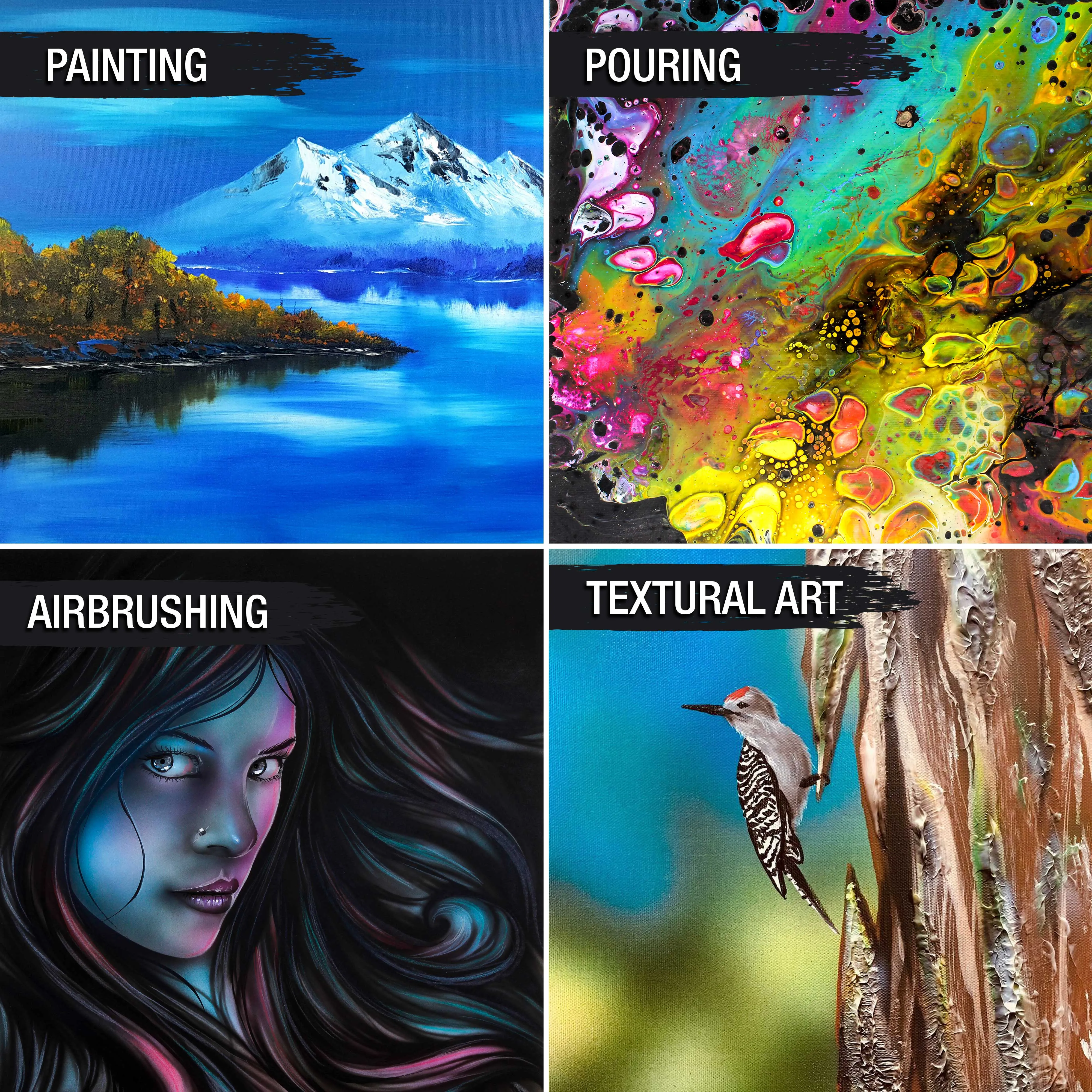 Large Stretched Canvas for Painting 16x16 inch Gallery Depth 1-1/2" Thick, 3-Pack - 12oz Acrylic Gesso Triple Primed, Professional Artist Quality, 100% Cotton - Oil, Pouring Paint