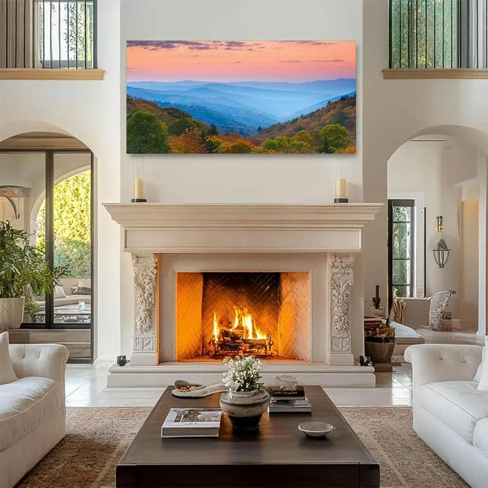 Large Wall Art Decor for Living Room Bedroom Bathroom Canvas Wall Art Framed Rolling Mountain Ranges at Sunrise Prints Artwork Painting Pictures Kitchen 24x48