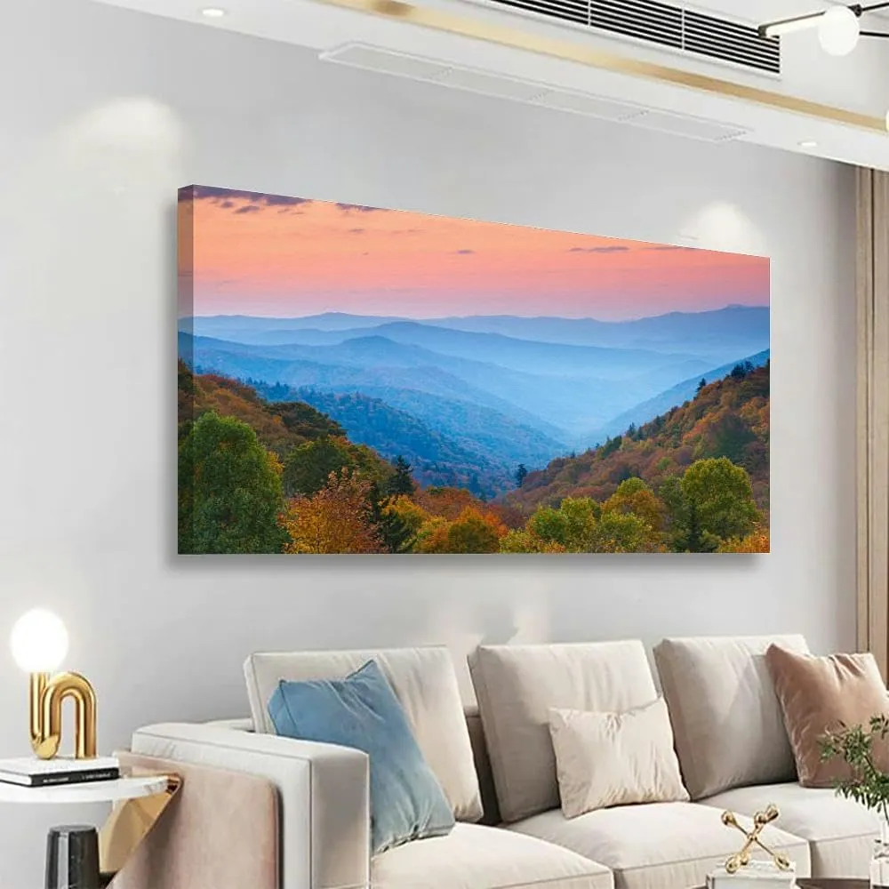 Large Wall Art Decor for Living Room Bedroom Bathroom Canvas Wall Art Framed Rolling Mountain Ranges at Sunrise Prints Artwork Painting Pictures Kitchen 24x48