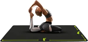 Large Yoga Mat (6'x4') Extra Wide Workout Mat for Home, Non Slip Fitness & Exercise Mat for Home Gym, Yoga, Pilates, Stretching, and Floor