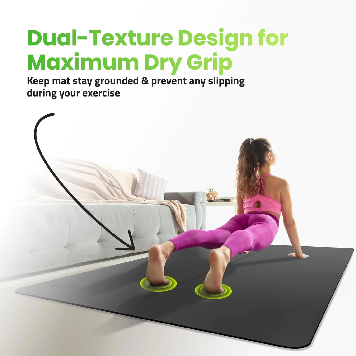 Large Yoga Mat (6'x4') Extra Wide Workout Mat for Home, Non Slip Fitness & Exercise Mat for Home Gym, Yoga, Pilates, Stretching, and Floor