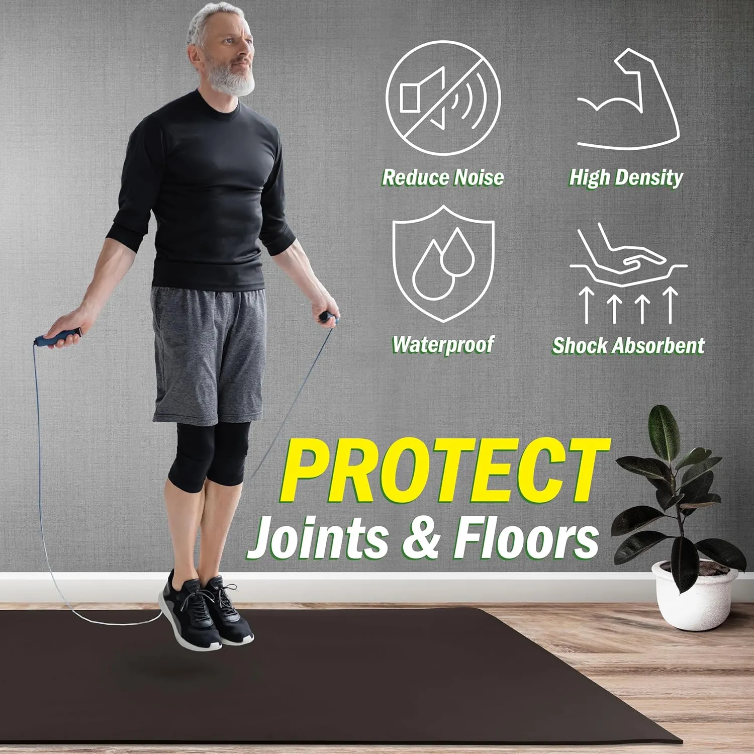 Large Yoga Mat - 6’x4’ Wide Exercise Mat - 8mm Thick Non-Slip Workout Mat