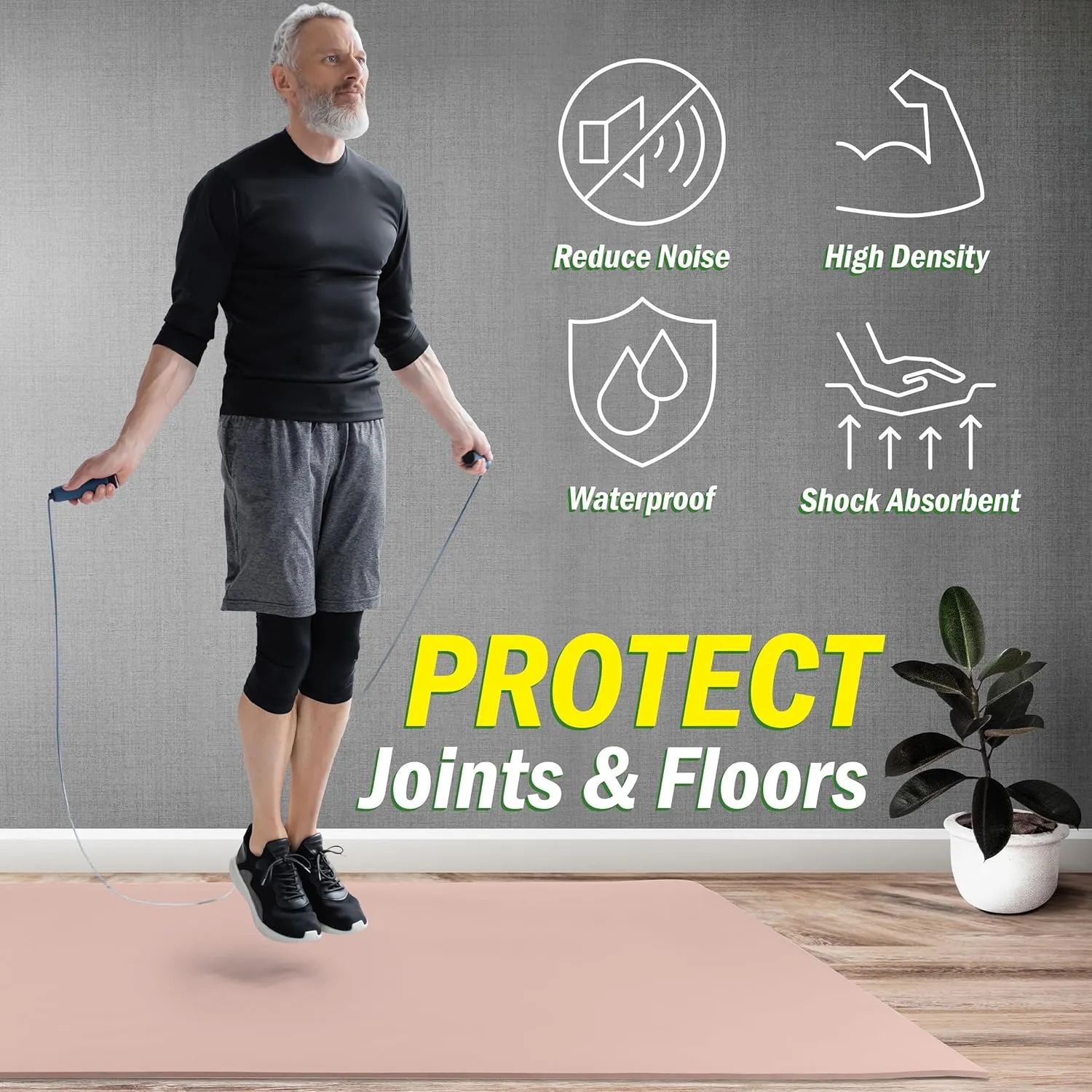 Large Yoga Mat - 6’x4’ Wide Exercise Mat - 8mm Thick Non-Slip Workout Mat