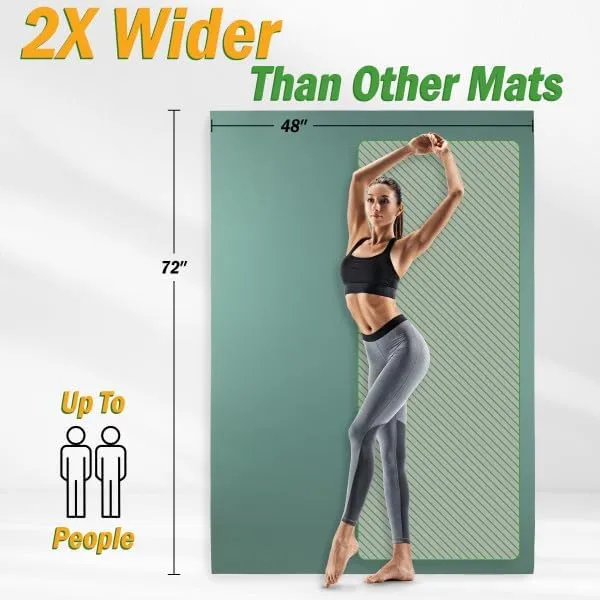 Large Yoga Mat - 6’x4’ Wide Exercise Mat - 8mm Thick Non-Slip Workout Mat