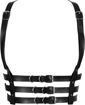 Leather Body Harness Bra for Women Punk Goth Tops Cage Strap Adjust Plus Size Festival Rave Costume