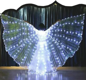 LED Belly Dance Wings with Stick, LED Isis Wings, Glow Light Up Belly Dance Costumes, LED Lights Belly Dance Isis Wings Carnival Rave Costumes Outfits