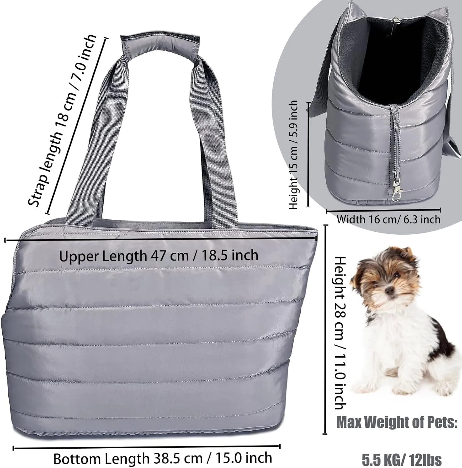 LeerKing Dog Carriers for Small Dogs Lightweight Pet Tote Bag with Polar Fleece Sturdy Puppy/Cat/Bunny Purse Bag with PVC Base Plate for Walking, Subway, Shopping, Hiking, Traveling