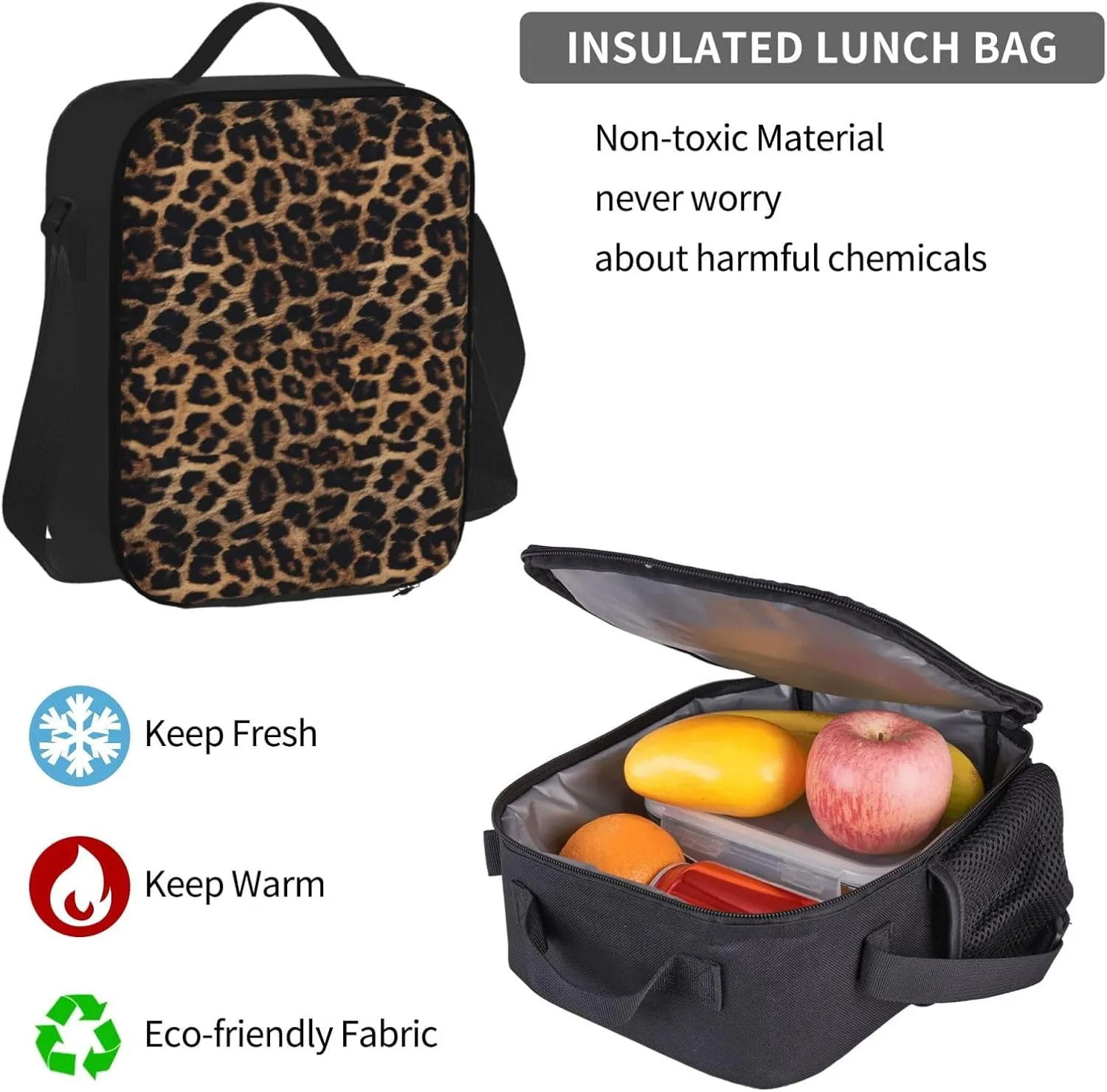 Leopard Animal Print_58134179 Multifunctional Pocket Backpack Crossbody Lunch Bag Pencil Case 3Pcs Set Large Capacity Backpack