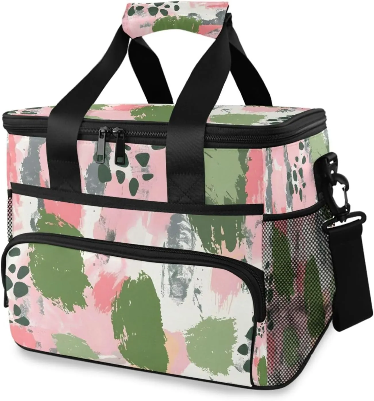 Leopard Pink Doodle Cooler Bag Insulated Cooler Soft Sided Cooler 24 Can Portable Picnic Bag Large Leakproof Lunch Bag Box for Beach Grocery Camping Travel Car Men Women