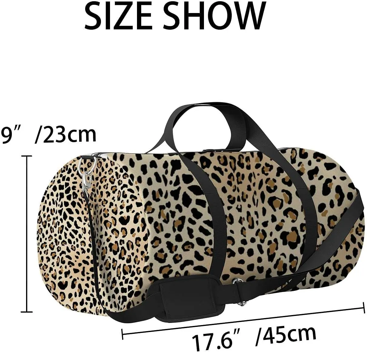 Leopard Sports Duffel Bag Travel Gym Tote Bags Lightweight Durable Shoulder Strap Waterproof Polyester Outside Mesh Pocket Overnight Trip Duffel Bag for Women Men