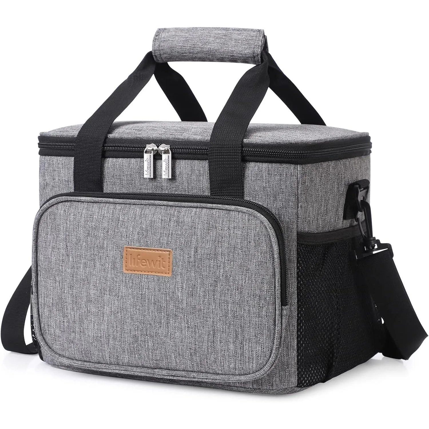 Lifewit Large Lunch Bag Insulated Lunch Box Soft Cooler Cooling Tote for Adult Men Women, Black 12-Can (8.5L), 10"× 6.7" × 8"