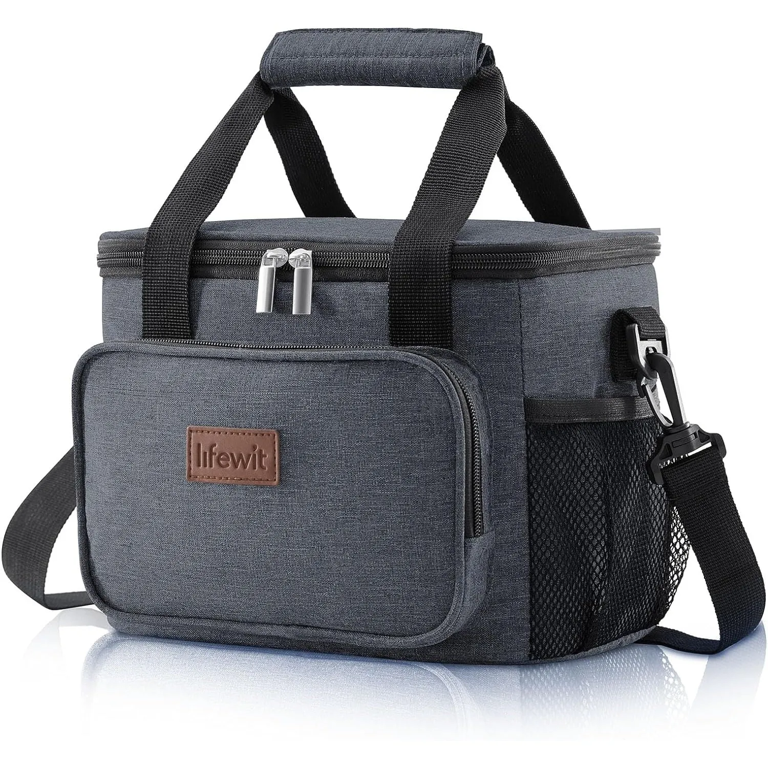 Lifewit Large Lunch Bag Insulated Lunch Box Soft Cooler Cooling Tote for Adult Men Women, Black 12-Can (8.5L), 10"× 6.7" × 8"