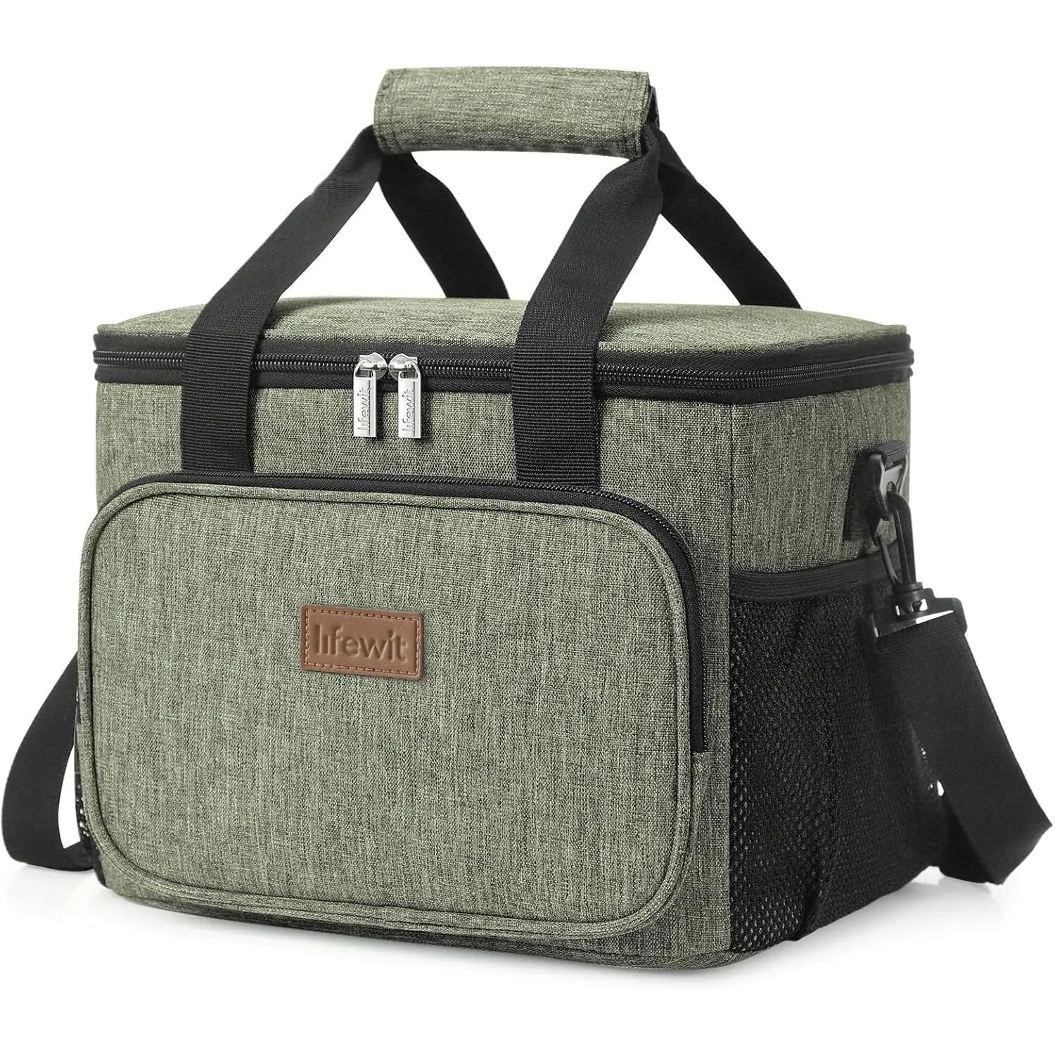 Lifewit Large Lunch Bag Insulated Lunch Box Soft Cooler Cooling Tote for Adult Men Women, Black 12-Can (8.5L), 10"× 6.7" × 8"