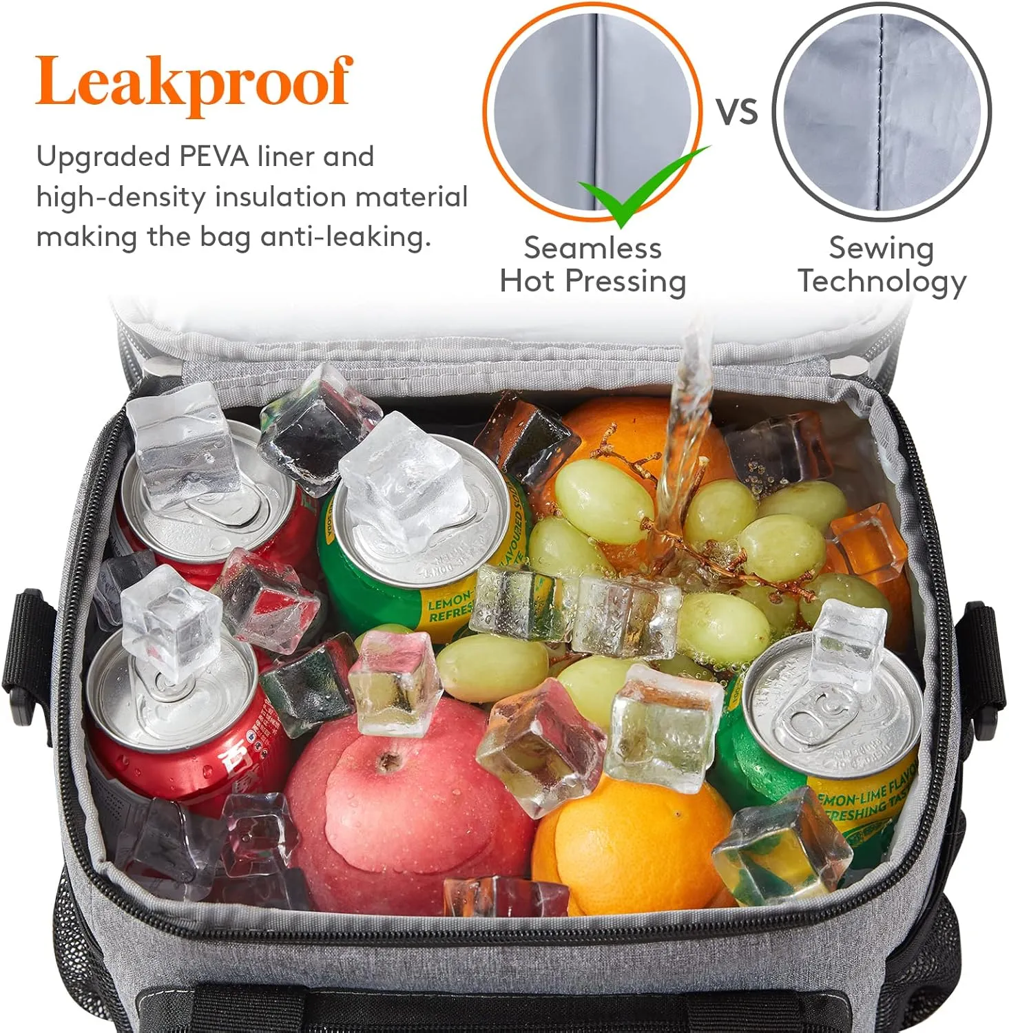Lifewit Lunch Box for Men Women Double Deck Lunch Bag, Large Insulated Soft Cooler Bag, Leakproof Soft Meal Prep Lunch Tote with Shoulder Strap for Adults for Work/Flight/Travel, 12L/16Can, Grey