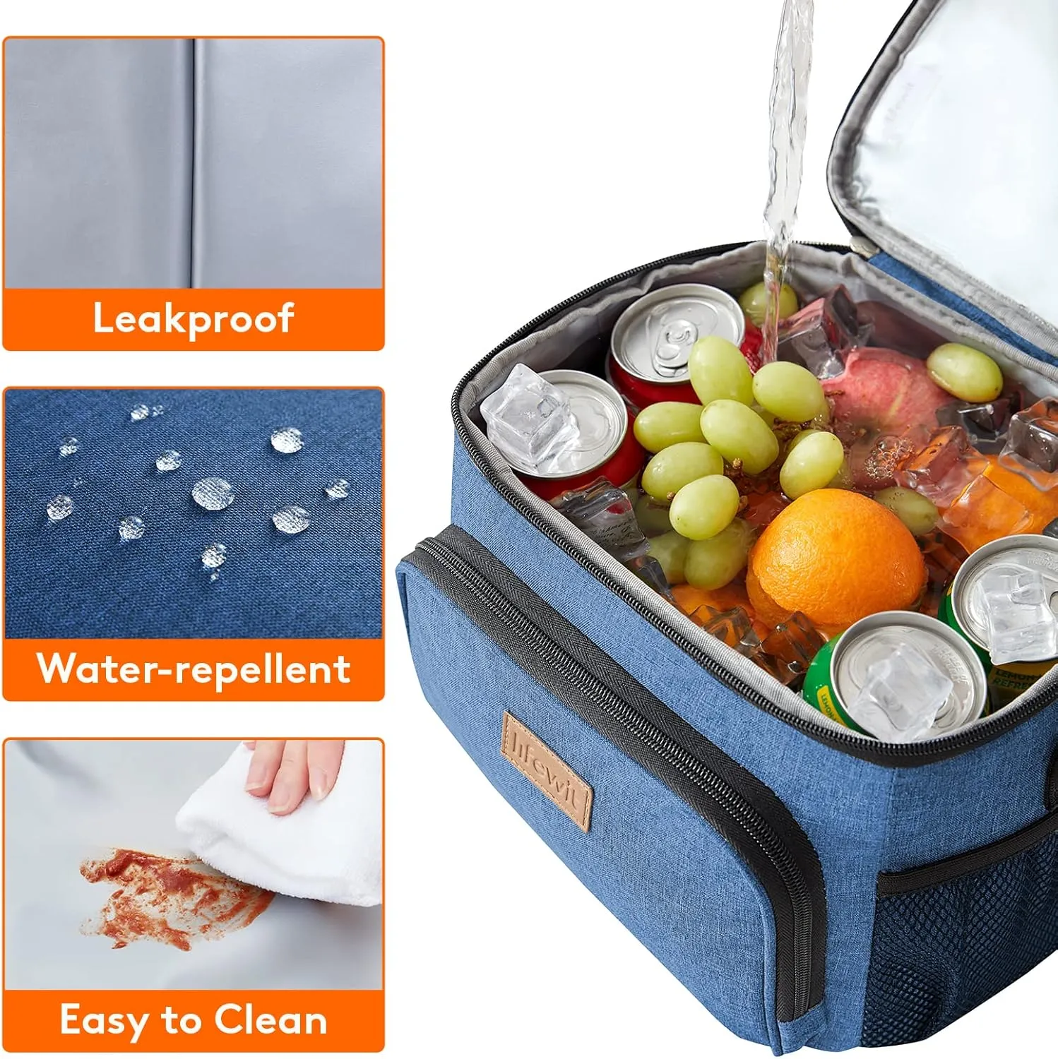Lifewit Reusable Insulated Lunch Bag for Men, Lunch Box Women, Portable Cooler Freezable Soft Lunchbox Leakproof with Adjustable Shoulder Strap for Adult for Work Picnic or Travel, Dark Blue 9L