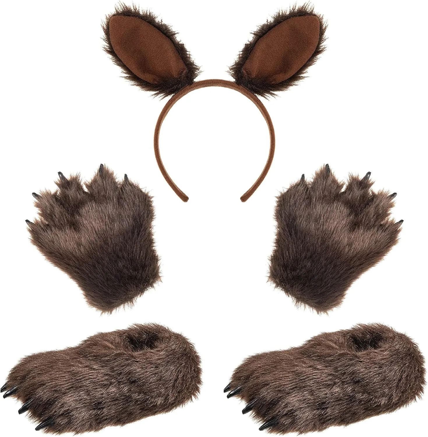 Liitrsh Animal Claw Slippers Plush Claw Gloves Bear Ears Headband for Kids Under 7 Years Old Christmas Bear Gifts Cosplay Party Supplies (10 inch)