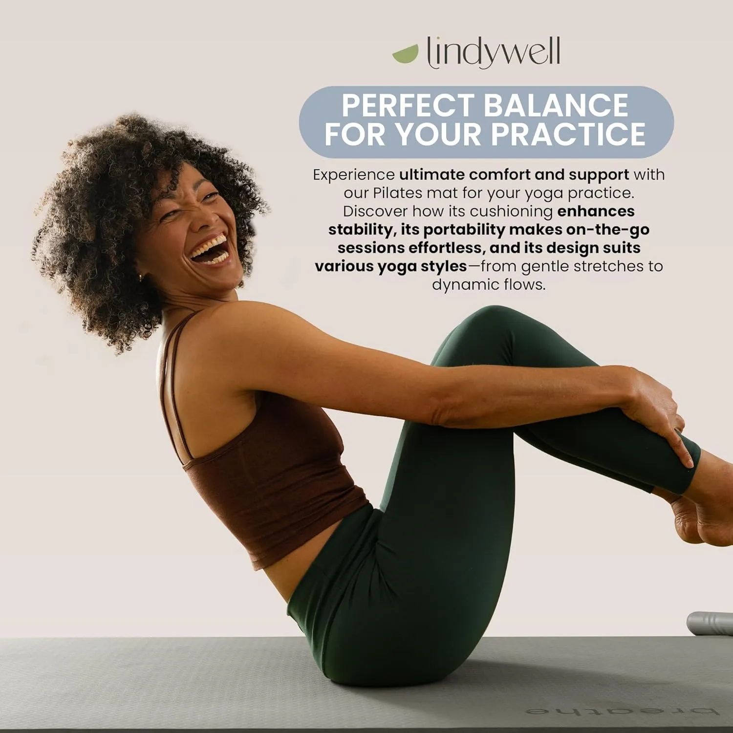 Lindywell Pilates Yoga Workout Mat Non Slip 6mm, 8mm, 10mm Thick - 6ft x 26in - Workout Exercise Mat, Superior Joint & Spine Support - Portable with Straps - Perfect for Yoga, Stretching, & Pilates
