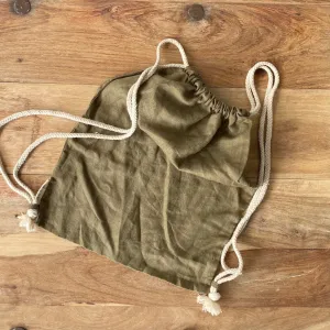 Linen Drawstring Mini Sack OLIVE