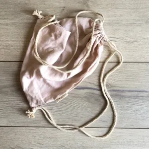 Linen Drawstring Mini Sack PEONY