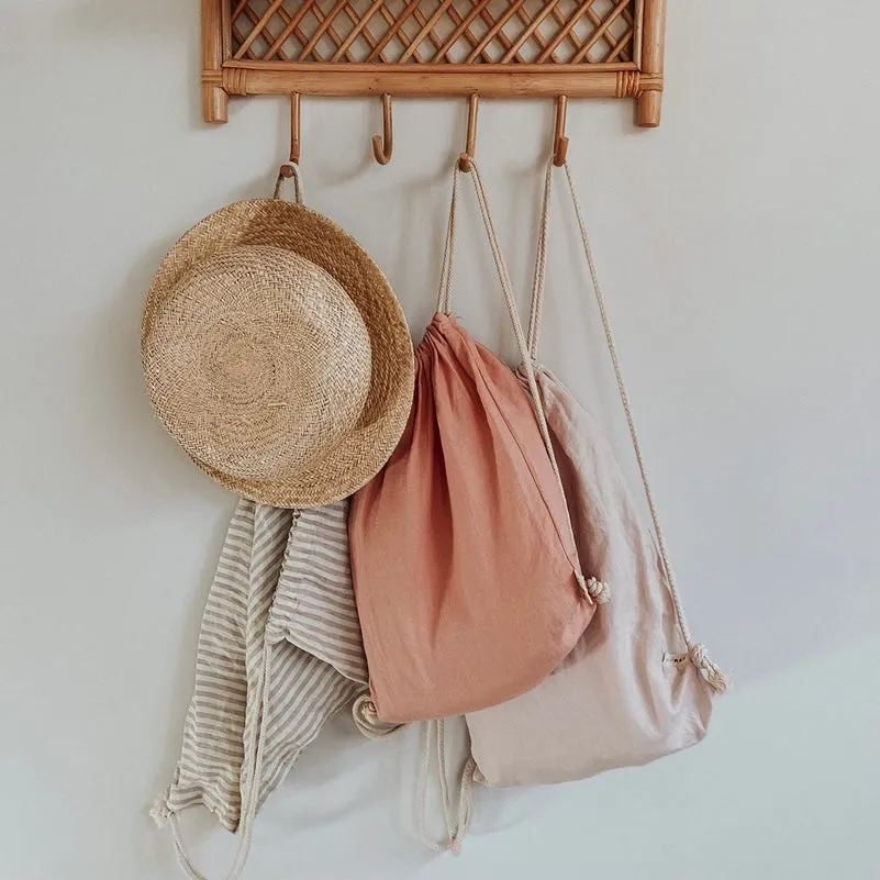 Linen Drawstring Mini Sack PEONY