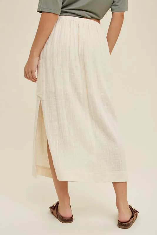 Linen Midi Skirt in Natural