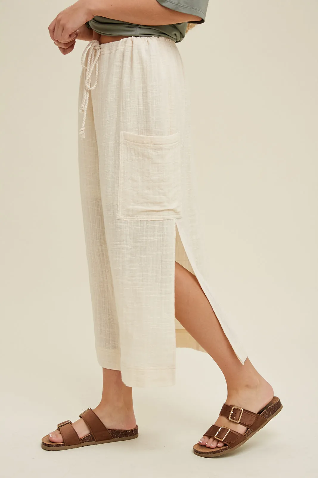 Linen Midi Skirt in Natural