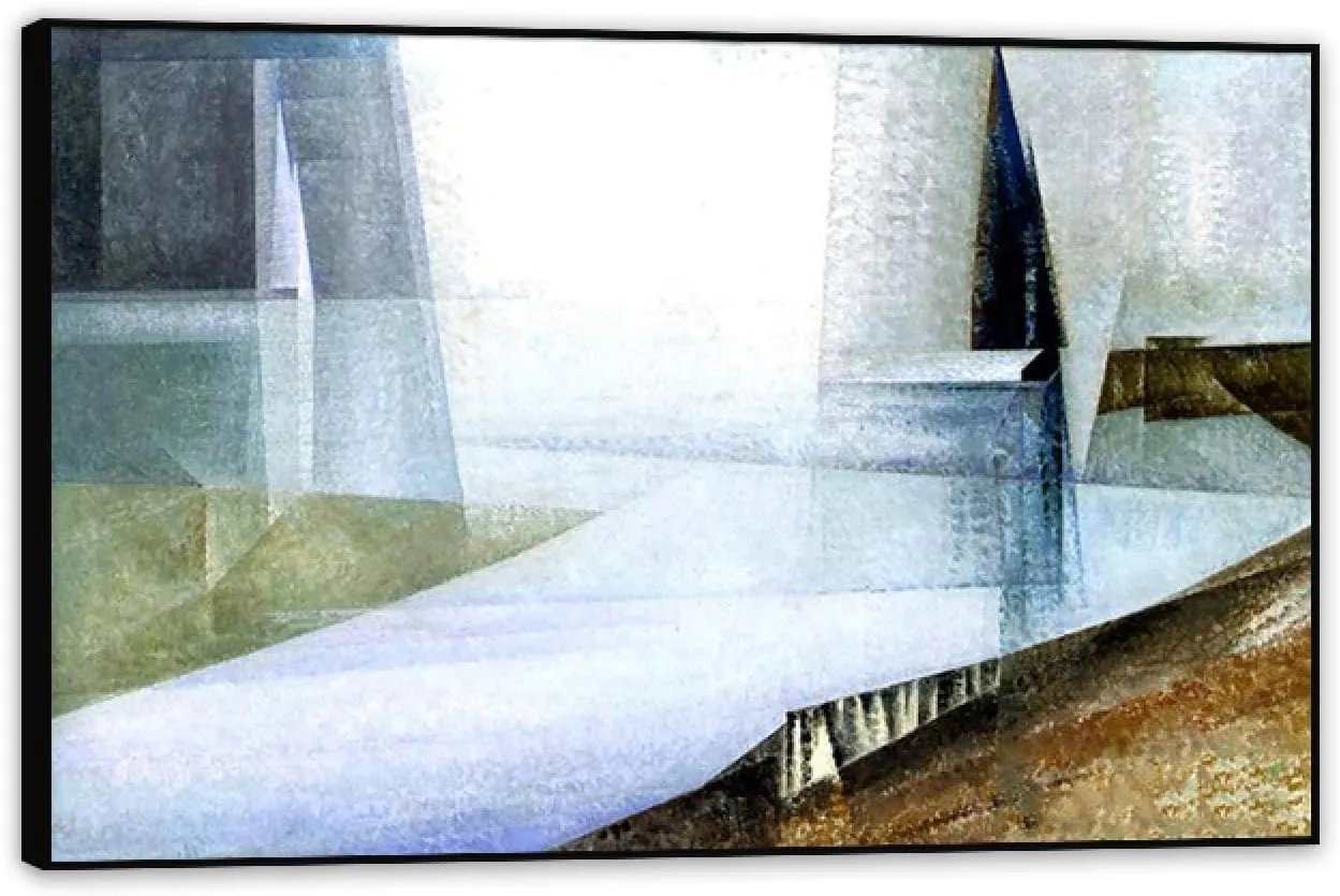 Lionel Feininger Wall Art Mouth of the Rega III Reproduction on Canvas Lyonel Feininger Painting Picture Poster Giclee Wall Decor 90x60cm(36x24in) Black Framed