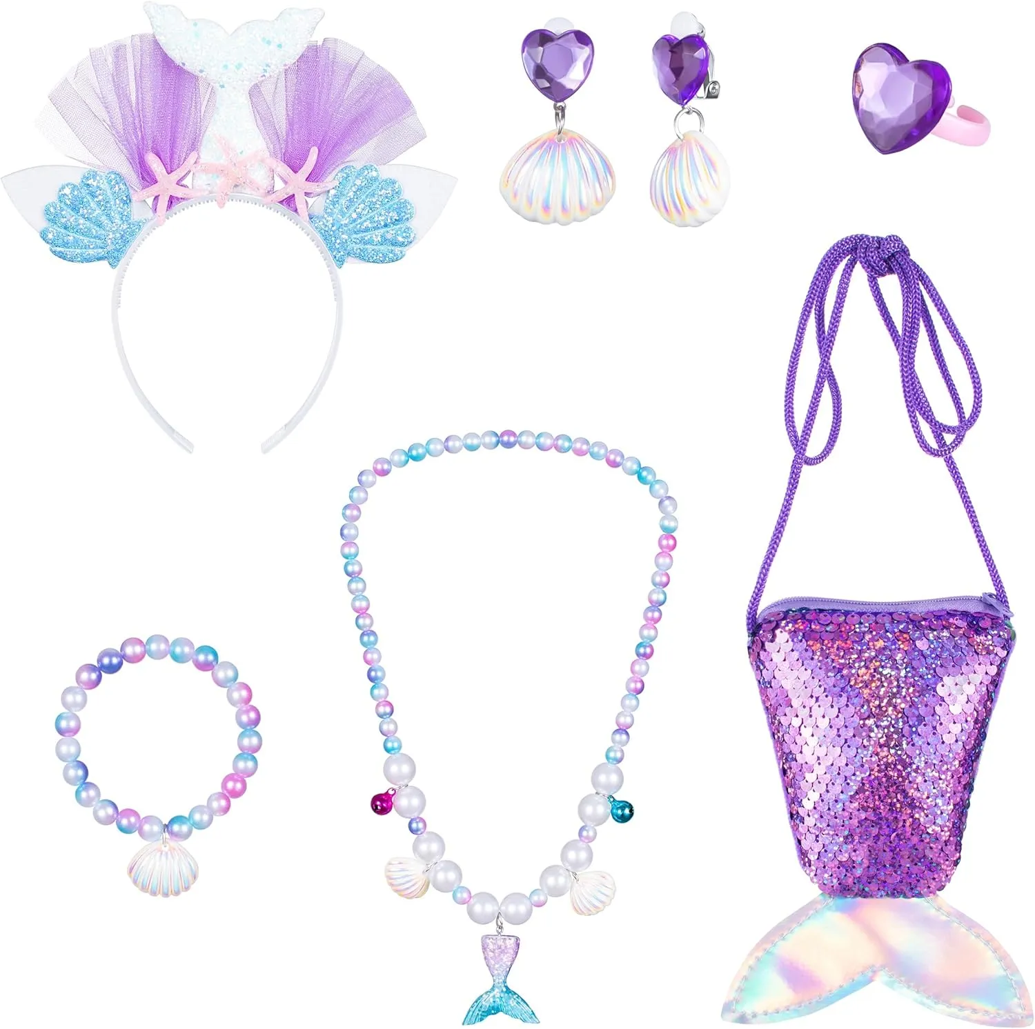 Little Mermaid Tutu Dress for Girls - Princess Mermaid Ariel Costume with Accessories
