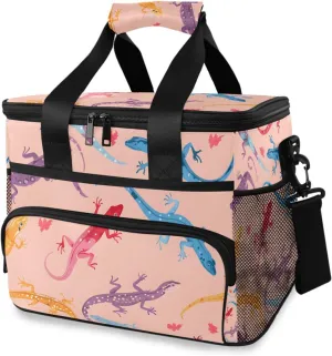 Lizards Rainbow Pattern Cooler Bag Insulated Cooler Soft Sided Cooler 24 Can Portable Picnic Bag Large Leakproof Lunch Bag Box for Beach Grocery Camping Travel Car Men Women