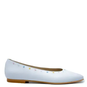 LMDI White Pastel Stud Ballet Flat